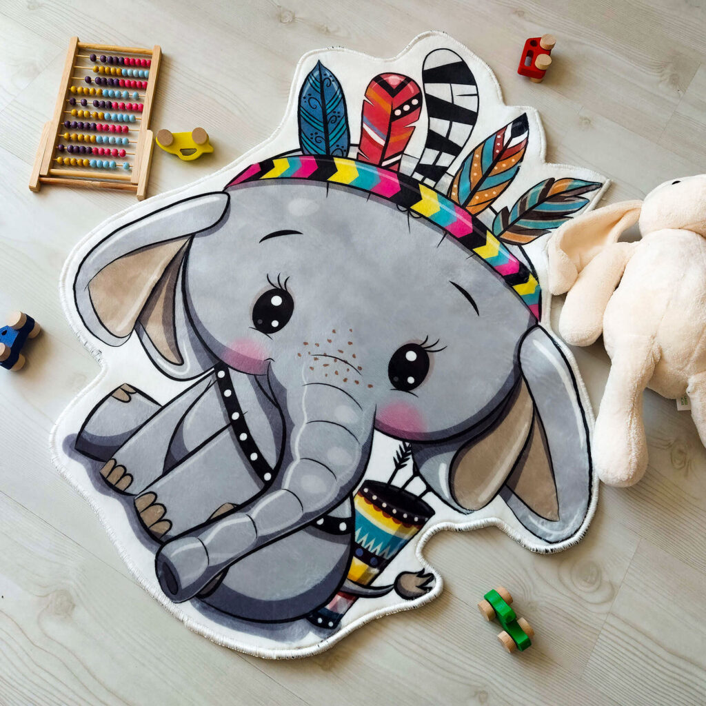 Cute Elephant Children Shaped Soft Rug