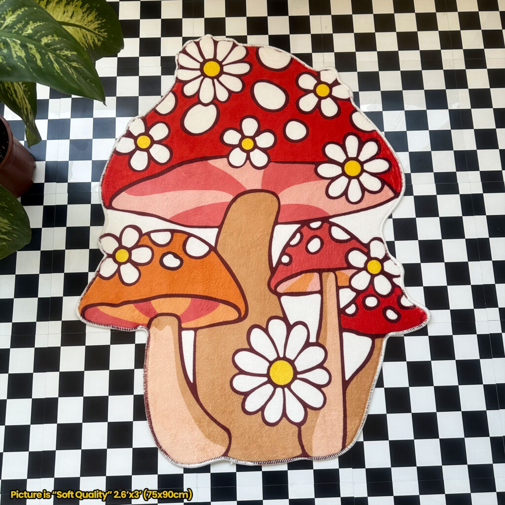 Mushroom Shaped Floral Soft Rug