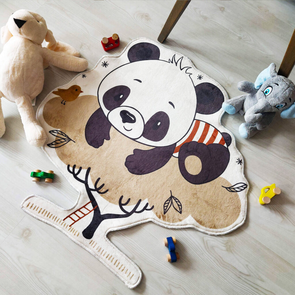 Cute Panda Play Room Shaped Soft Rug