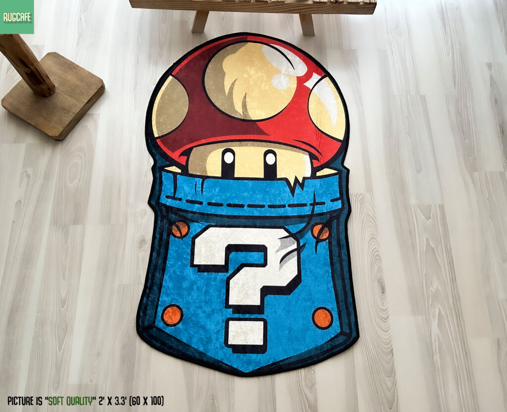 Super Mario Mushroom Gamer Shaped Rug
