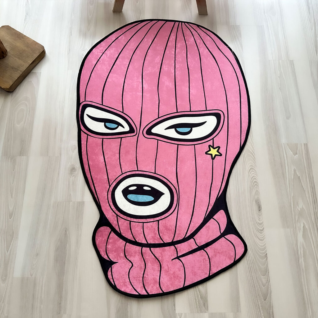 The Pink Ski Mask Street Art Shaped Rug