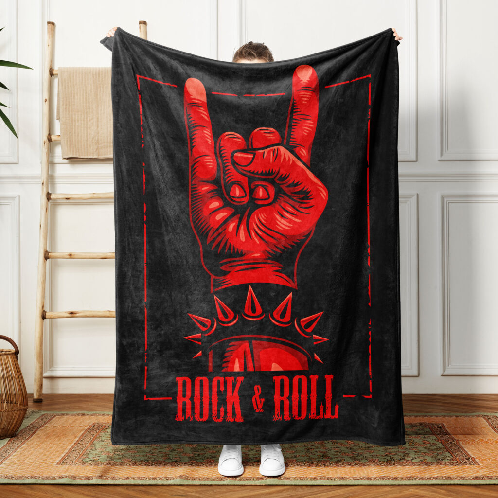 Rock N Roll Black Soft Plush Throw Blanket