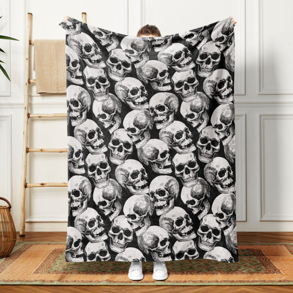 Skull Skeleton Theme Gothic Plush Throw Blanket