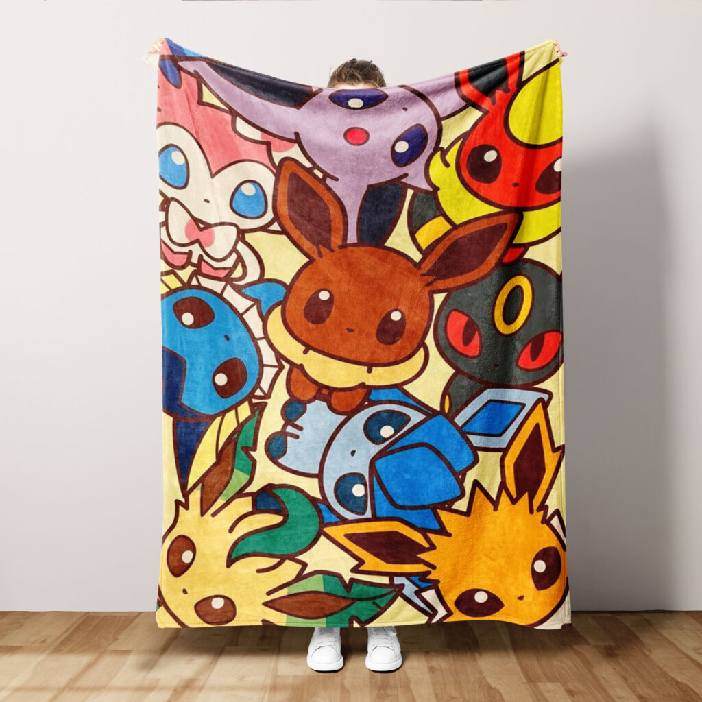 Cute Pokemon Characters Kawaii Bed Throw Blanket