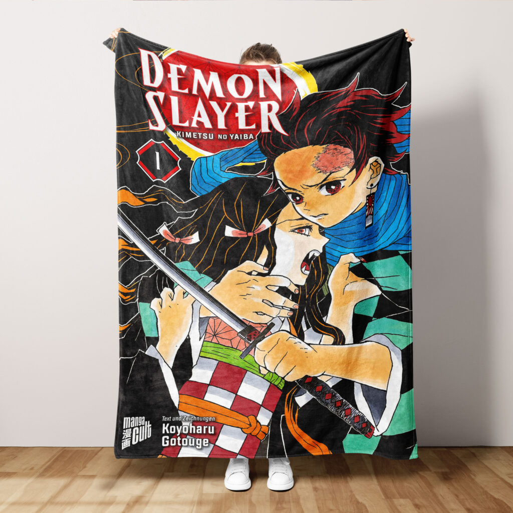 Demon Slayer Comic Book Cover Bed Throw Blanket