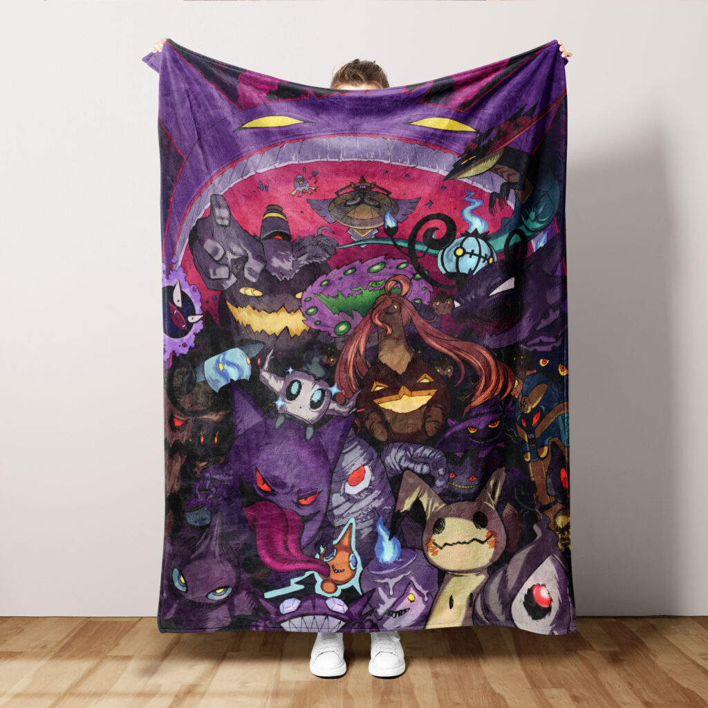 Ghost Pokemon Gengar Anime Bed Throw Blanket