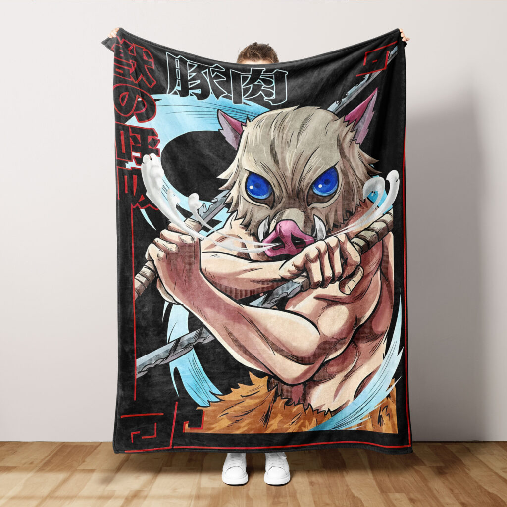 Inosuke Hashibira Demon Slayer Bed Throw Blanket