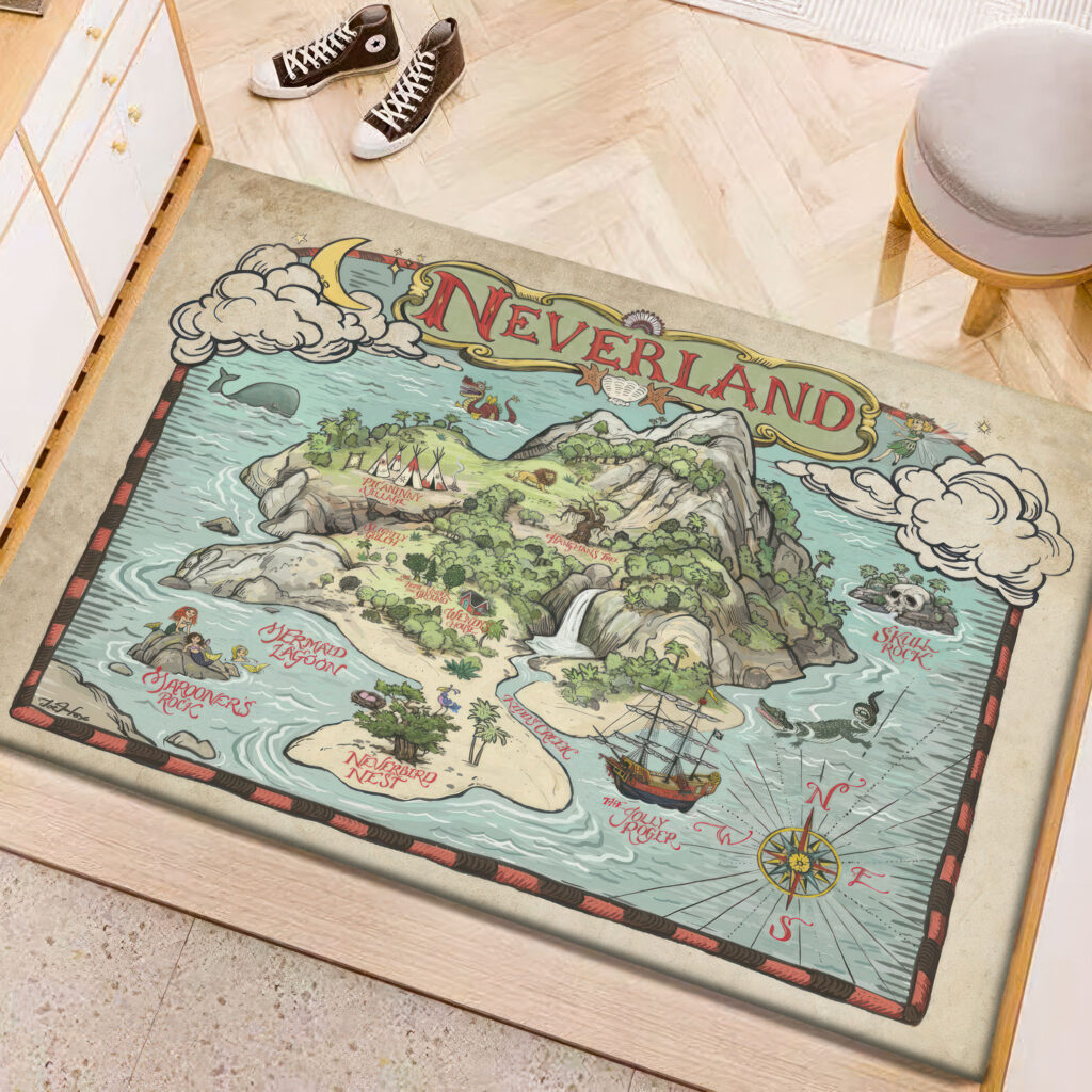 Neverland Vintage Map Area Rug