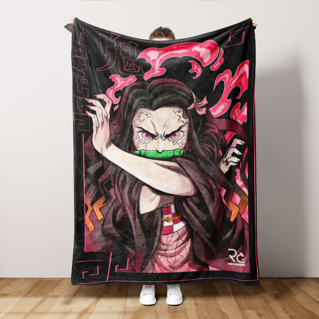 Nezuko Komado Demon Slayer Bed Throw Blanket