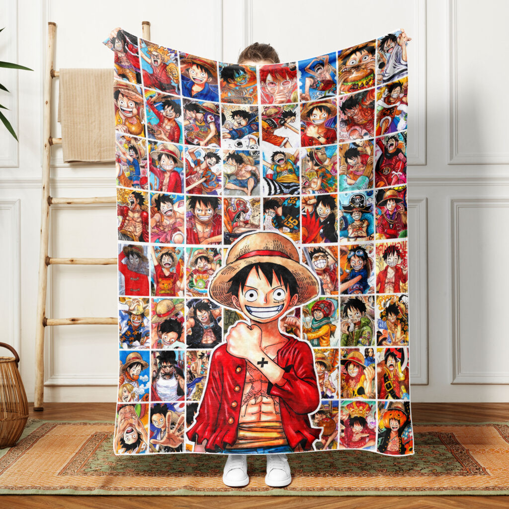 One Piece Collage Anime Bed Throw Blanket