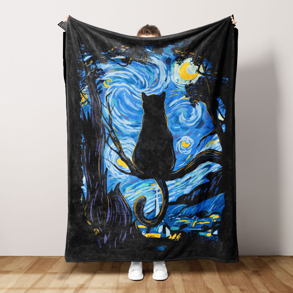Van Gogh Style Cat Bed Throw Blanket